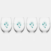 Wedding Stemless Wine Glasses Blauwgroen Vlinders Wijnglas Zonder Voet (Voorkant)