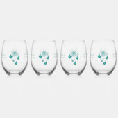 Wedding Stemless Wine Glasses Blauwgroen Vlinders Wijnglas Zonder Voet (Achterkant)