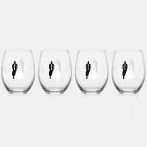 Wedding Stemless Wine Glasses Bruid Groom