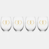 Wedding Stemless Wine Glasses Gouden Harten Wijnglas Zonder Voet (Achterkant)