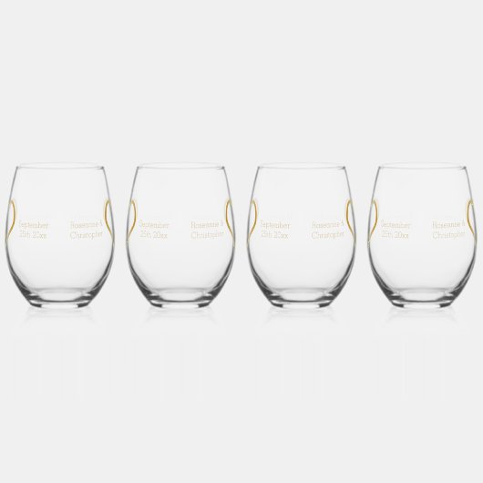 Wedding Stemless Wine Glasses Gouden Harten Wijnglas Zonder Voet (Links)