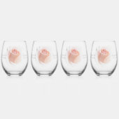 Wedding Stemless Wine Glasses Peach Pink Rosebud Wijnglas Zonder Voet (Voorkant)