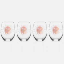 Wedding Stemless Wine Glasses Peach Pink Rosebud Wijnglas Zonder Voet