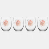 Wedding Stemless Wine Glasses Peach Pink Rosebud Wijnglas Zonder Voet (Achterkant)
