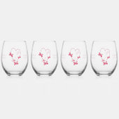 Wedding Stemless Wine Glasses Roze Hart Wijnglas Zonder Voet (Voorkant)