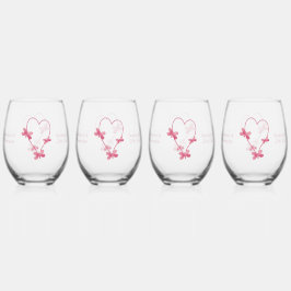 Wedding Stemless Wine Glasses Roze Hart Wijnglas Zonder Voet