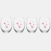 Wedding Stemless Wine Glasses Roze Hart Wijnglas Zonder Voet (Achterkant)