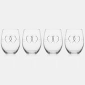 Wedding Stemless Wine Glasses Zilveren Harten Wijnglas Zonder Voet (Voorkant)
