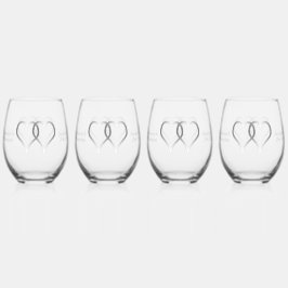 Wedding Stemless Wine Glasses Zilveren Harten Wijnglas Zonder Voet