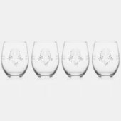 Wedding Stemless Wine Glasses Zilveren Libellen Wijnglas Zonder Voet (Voorkant)