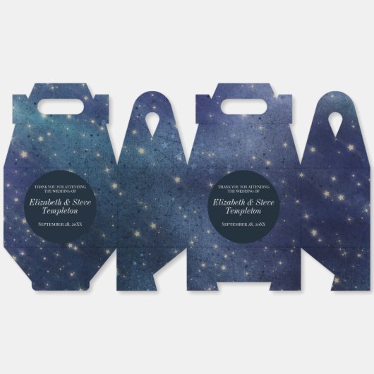 Wedding Sterrennacht Celestial Dank u Navy Bedankdoosjes (Ongevouwen)