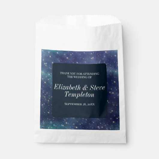 Wedding Sterrennacht Celestial Dank u Navy Bedankzakje (Voorkant)