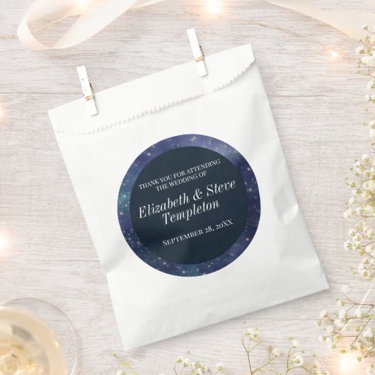 Wedding Sterrennacht Celestial Dank u Navy Bedankzakje (Geknipt)