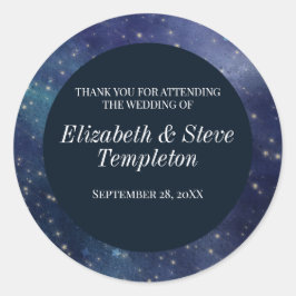 Wedding Sterrennacht Celestial Dank u Navy Ronde Sticker