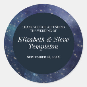 Wedding Sterrennacht Celestial Dank u Navy Ronde Sticker
