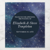 Wedding Sterrennacht Celestial Dank u Navy Wijn Etiket (Enkel label)