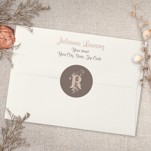 Wedding sticker Rustic Boho Neutral Wildflowers