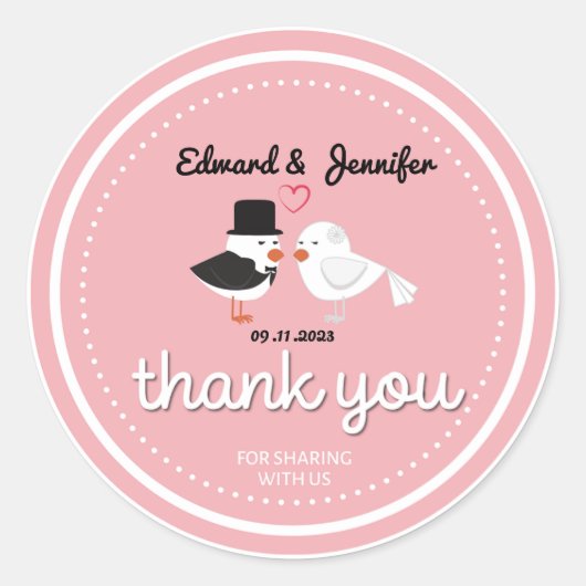 Wedding Sticker Thank You for joining us (Voorkant)