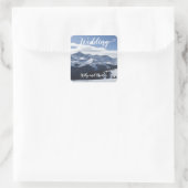 Wedding Stickers. Atmospheric Snowy Mountains Squa Vierkante Sticker (Tas)