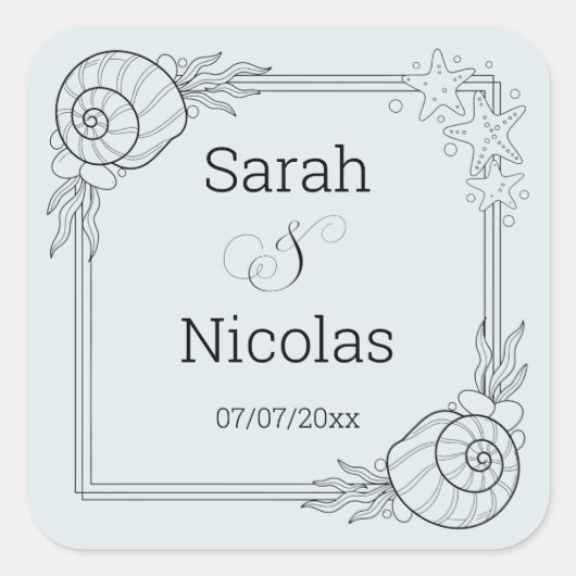 Wedding stickers personalized beachy (Voorkant)