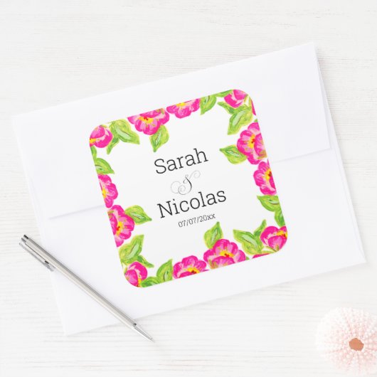 Wedding stickers personalized floral (Envelop)