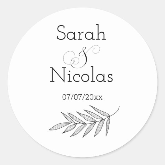 Wedding stickers personalized minimalist (Voorkant)