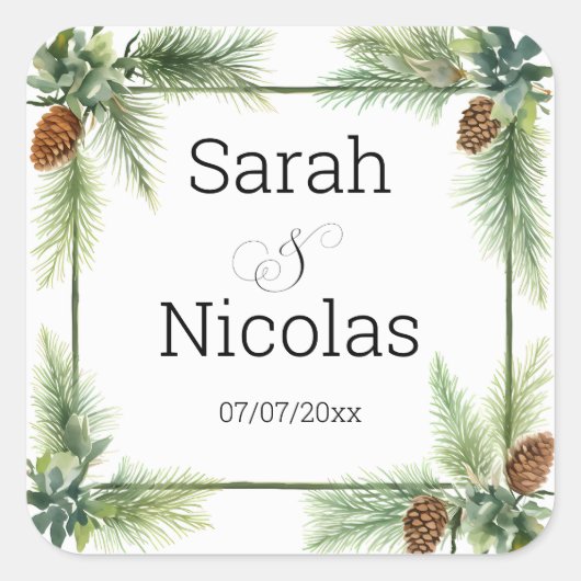 Wedding stickers personalized rustic (Voorkant)
