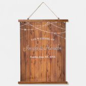 Wedding String Lights Old Barn Wood Rustin Land Hangend Wandkleed (Voorkant)