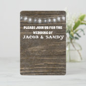 WEDDING STRING LIGHTS RUSTIC CUSTOM INVITATIONS KAART (Staand voorkant)