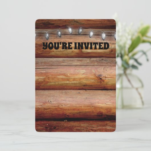 WEDDING STRING LIGHTS RUSTIC INVITATIONS KAART (Staand voorkant)
