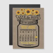Wedding Sunflower Jar September 2023 Date Magnet (Voorkant / Achterkant)