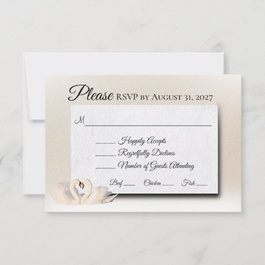 Wedding Swans Collectie RSVP Kaartje (Voorkant)
