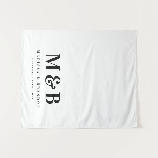 Wedding Sweetheart Table Runner Monogram Sign Wandkleed (Voorkant (horizontaal))