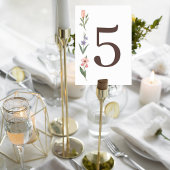 Wedding Table Number Card with Botanical Design Kaart