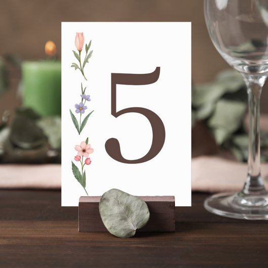 Wedding Table Number Card with Botanical Design Kaart