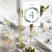Wedding Table Number Card with Botanical Wreath Kaart