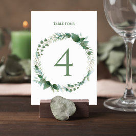 Wedding Table Number Card with Botanical Wreath Kaart