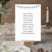 Wedding Table Number Card with String Lights Kaart
