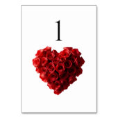 Wedding Table Number-Heart Shaped Red Roses- Kaart (Achterkant)
