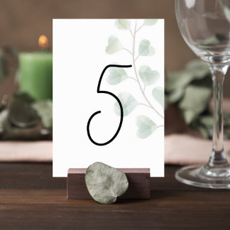 Wedding Table Number with Eucalyptus Leaves Kaart