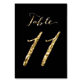 Wedding Table Numbers Black Gold Foil No. 11 Kaart