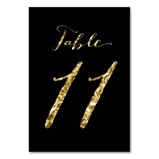 Wedding Table Numbers Black Gold Foil No. 11 Kaart (Voorkant)