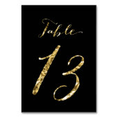 Wedding Table Numbers Black Gold Foil No. 13 Kaart (Achterkant)