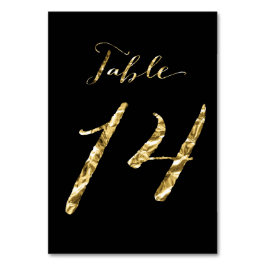 Wedding Table Numbers Black Gold Foil No. 14 Kaart