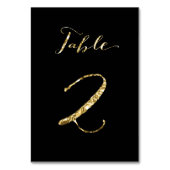 Wedding Table Numbers Black Gold Foil No. 2 Kaart (Achterkant)