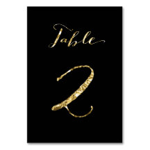 Wedding Table Numbers Black Gold Foil No. 2