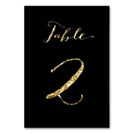 Wedding Table Numbers Black Gold Foil No. 2 Kaart