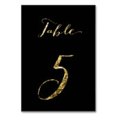 Wedding Table Numbers Black Gold Foil No. 5 Kaart (Achterkant)