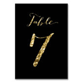 Wedding Table Numbers Black Gold Foil No. 7 Kaart (Achterkant)