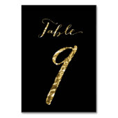 Wedding Table Numbers Black Gold Foil No. 9 Kaart (Achterkant)